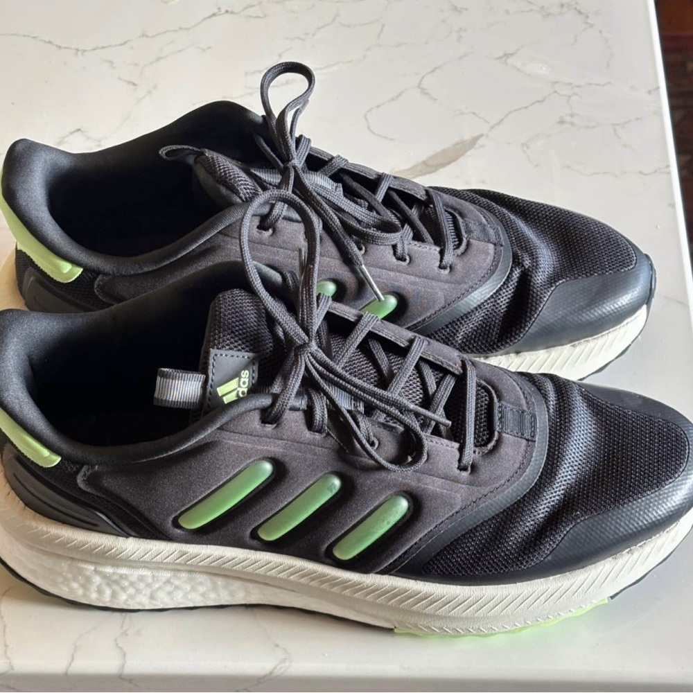 Adidas Men's Boost Black and Lime Athletic Shoes